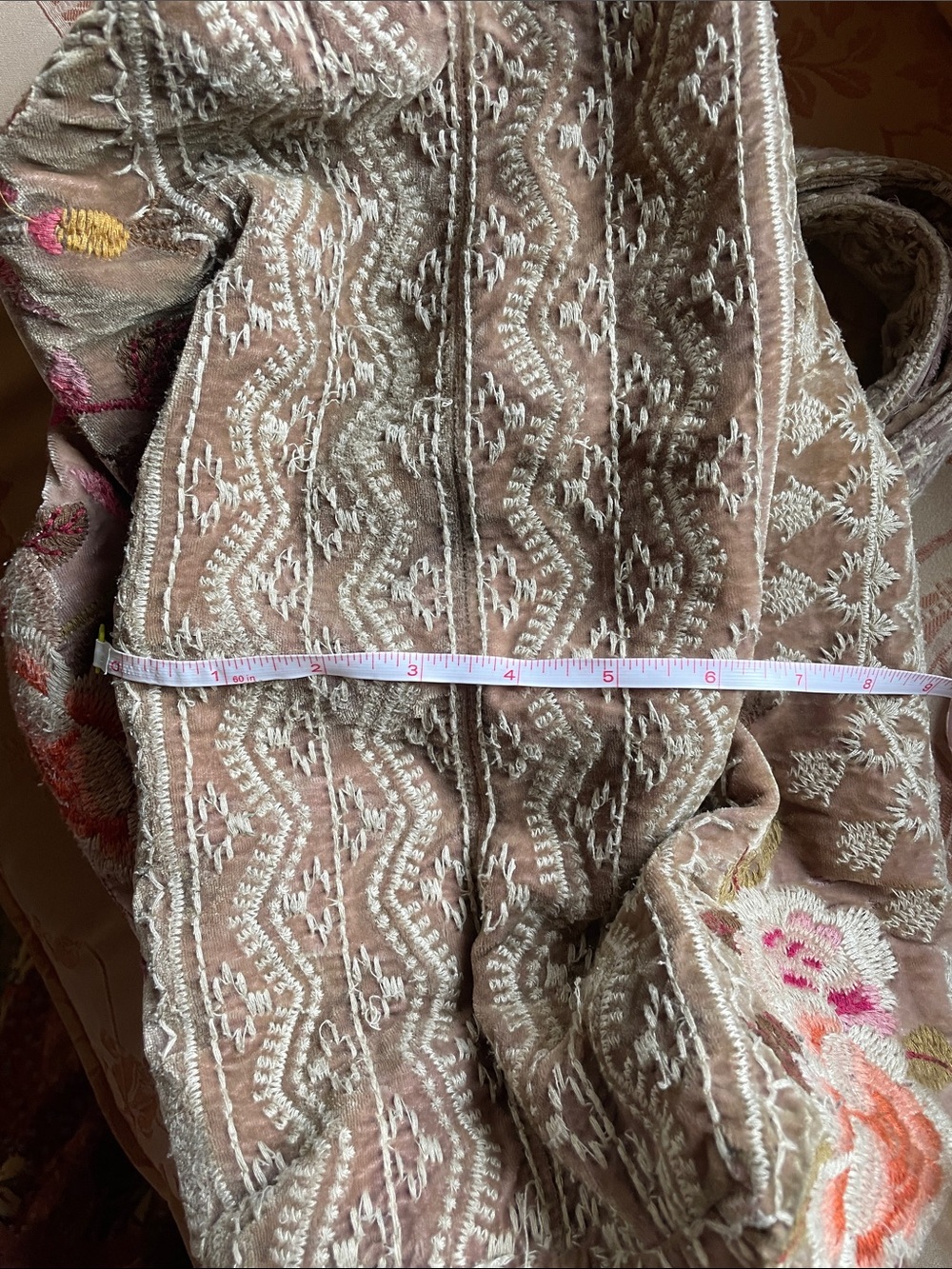 Johnny Was Beige Tote with Pink & Gold Embroidery - Picture 9 of 11